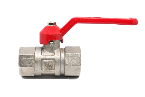 ball valve with a red handle