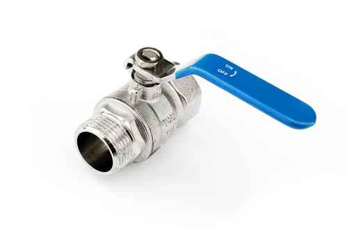 ball valve with external and inner thread on white background